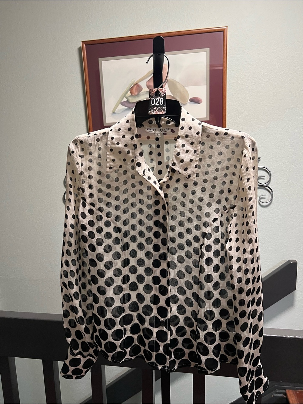 White House Black Market Cream and Black Polka Dot BlouseSmall #028 - Picture 6 of 6